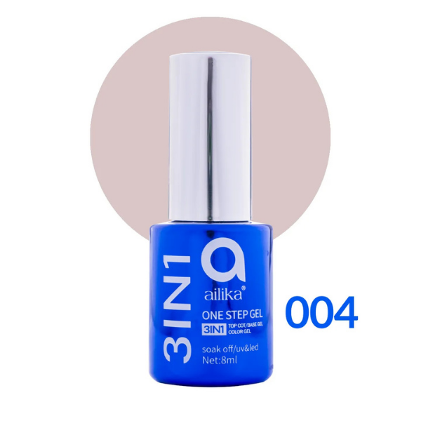 3 in 1 Kalıcı Oje 004 Pudra Pembe 8 ml | Ailika