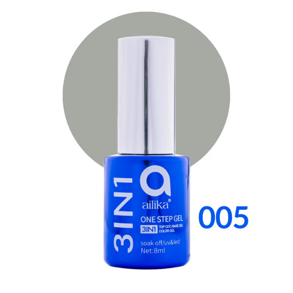 3 in 1 Kalıcı Oje 005 Pastel Yeşil Gri 8 ml | Ailika
