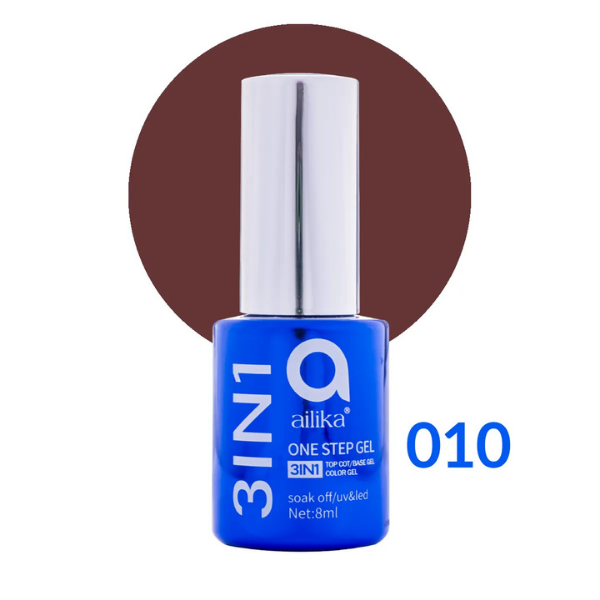 3 in 1 Kalıcı Oje 010 Koyu Kahverengi 8 ml | Ailika
