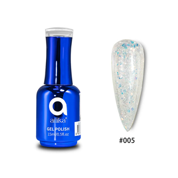 Simli Kalıcı Oje | Glitter Jel | 005 Yumuşak Pudra | 15 ml | Ailika