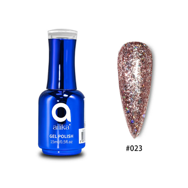 Simli Kalıcı Oje | Glitter Jel | 023 Tarçın Gül | 15 ml | Ailika