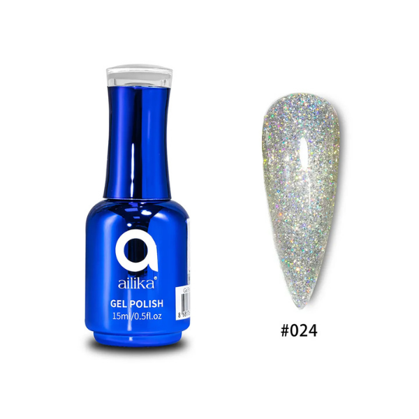 Simli Kalıcı Oje | Glitter Jel | 024 Leylak Grisi | 15 ml | Ailika