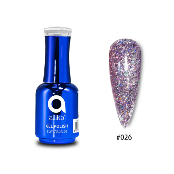 Simli Kalıcı Oje | Glitter Jel | 026 Leylak Pudra | 15 ml | Ailika