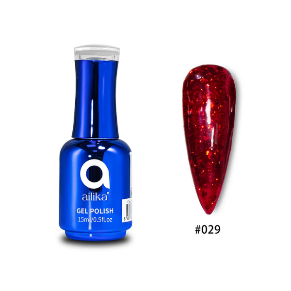 Simli Kalıcı Oje | Glitter Jel | 029 Koyu Vişne | 15 ml | Ailika