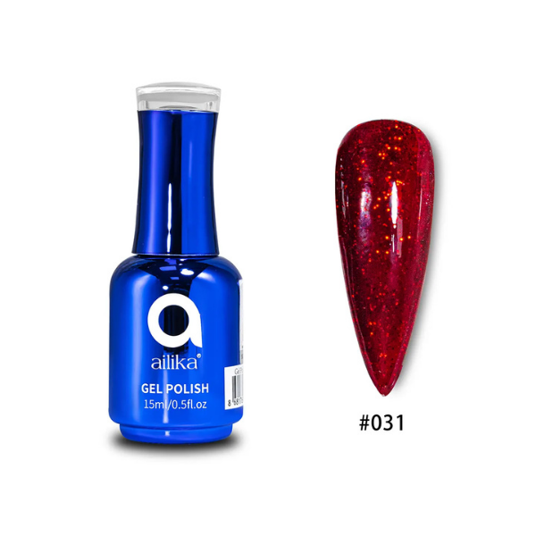 Simli Kalıcı Oje | Glitter Jel | 031 Koyu Nar | 15 ml | Ailika