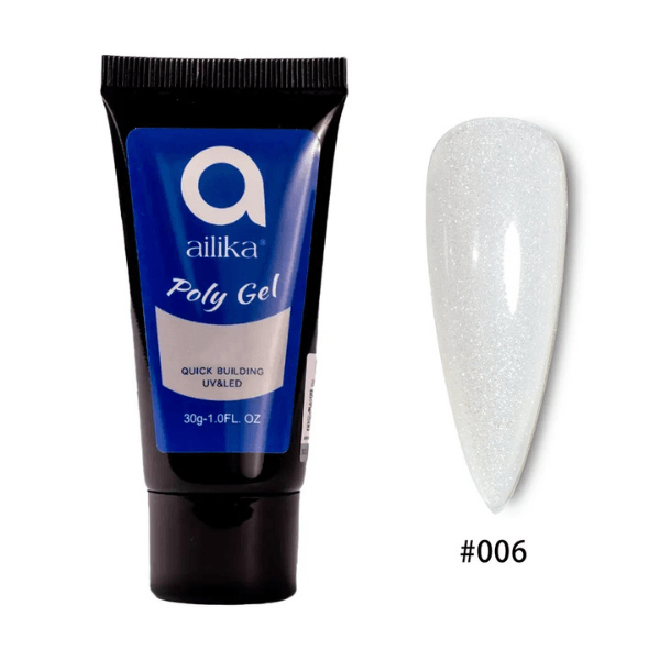 Jel Tırnak Poly Gel 30 gr 006 Simli Beyaz | Ailika